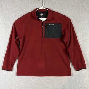 Timberland Mens XL   Sweater Red  Pullover Fleece Quarter Zip Casual Outdoors